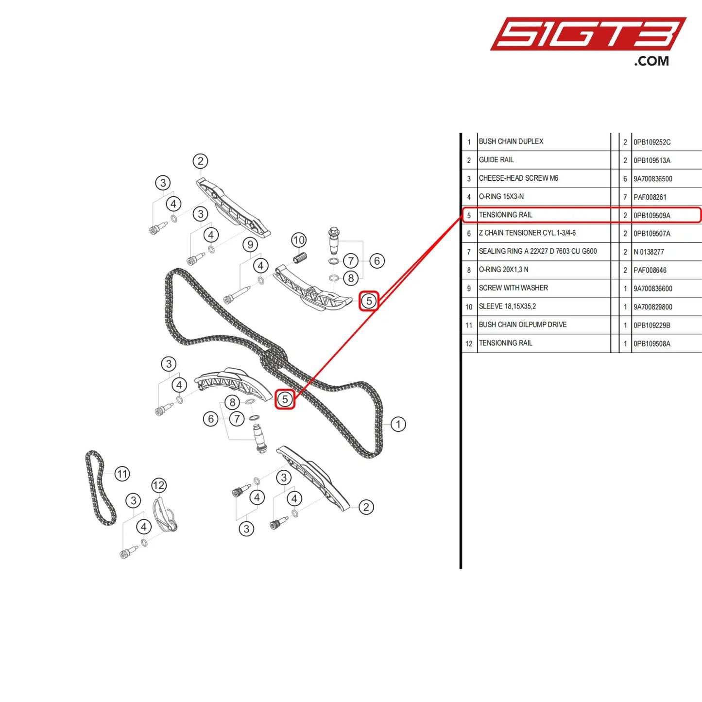 Tensioning Rail - 0Pb109509A [Porsche 718 Cayman Gt4 Rs Clubsport] Timing Chain