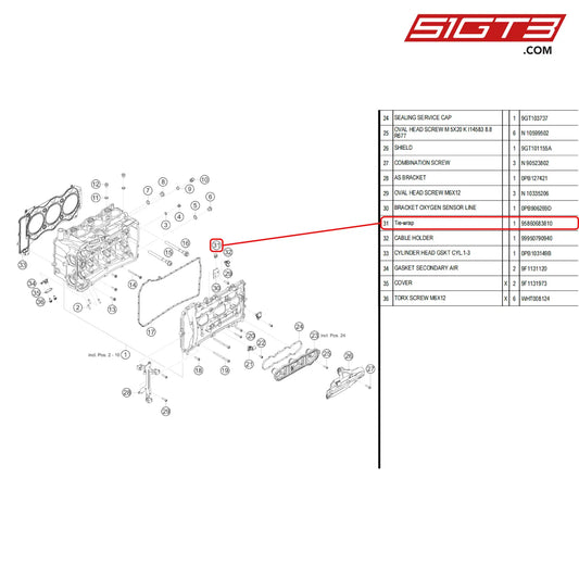 Tie-Wrap - 95860683810 [Porsche 718 Cayman Gt4 Rs Clubsport] Cylinder Head Right