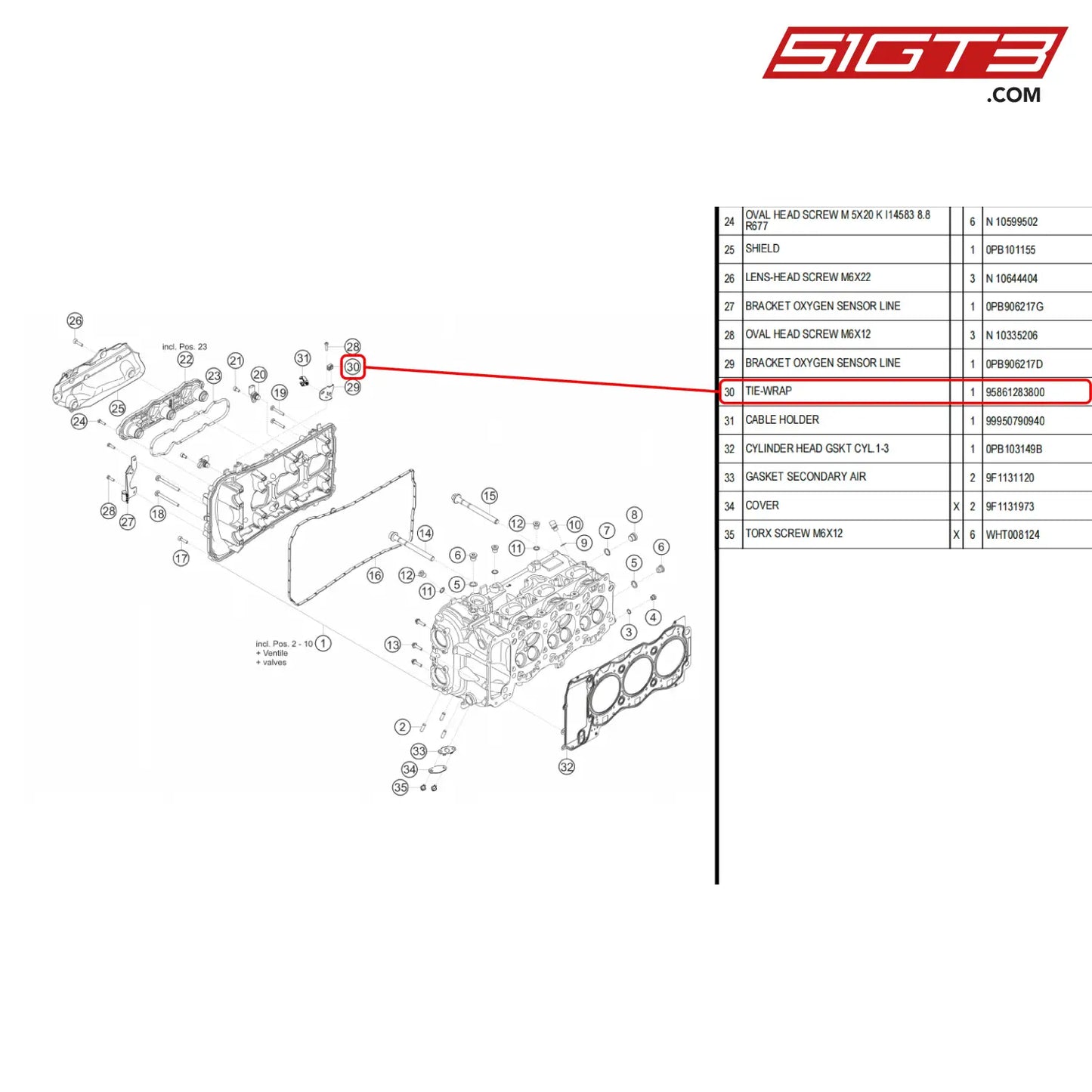 Tie-Wrap - 95861283800 [Porsche 718 Cayman Gt4 Rs Clubsport] Cylinder Head Left