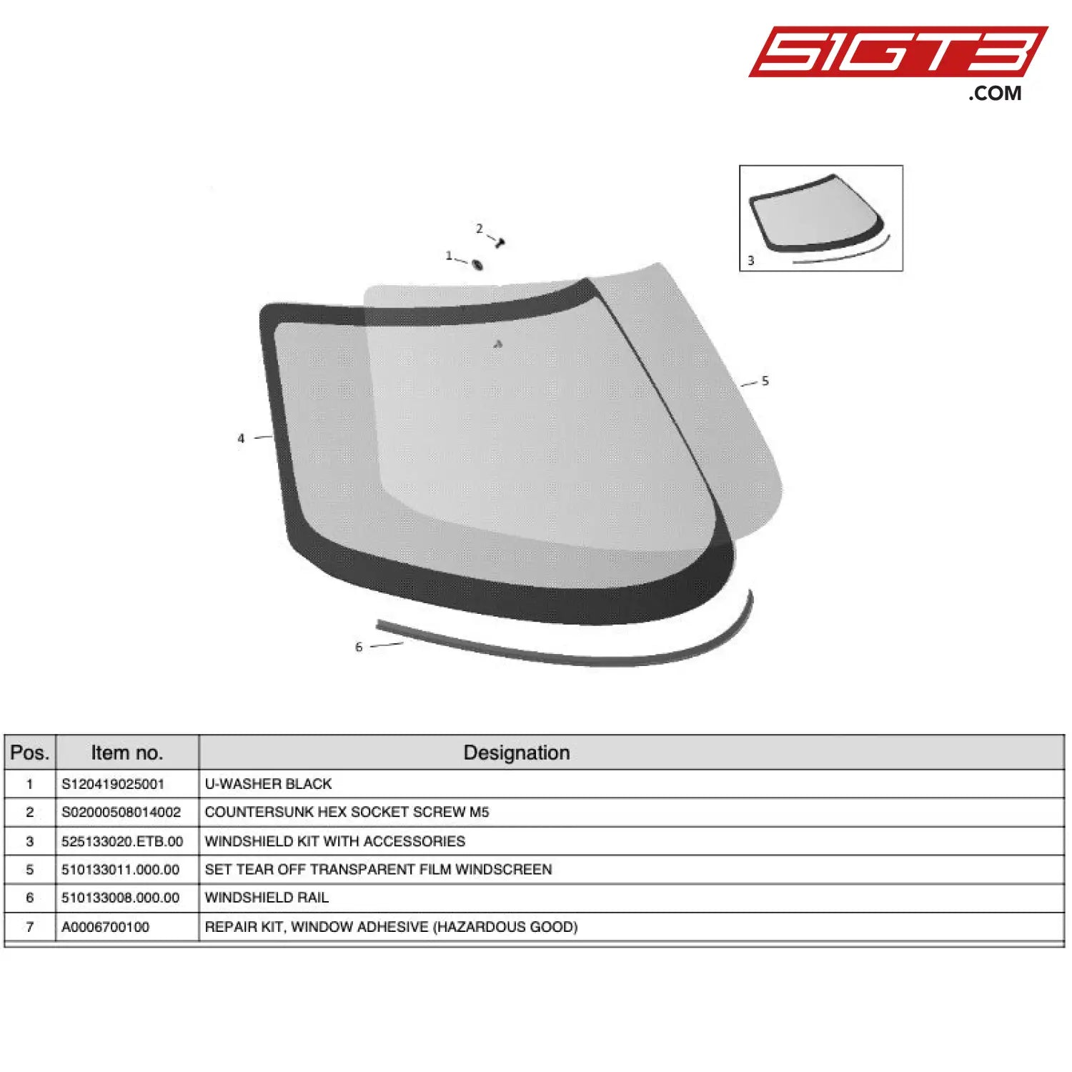 U-Washer Black - S120419025001 [Mercedes-Amg Gt4] Windshield