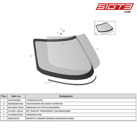 U-Washer Black - S120419025001 [Mercedes-Amg Gt4] Windshield