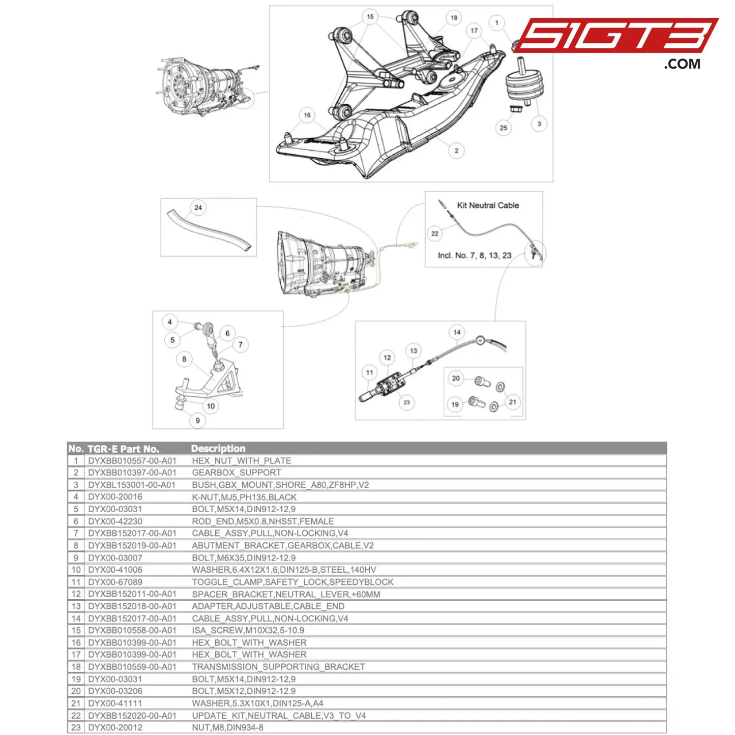 Update_Kit Neutral_Cable V3_To_V4 - Dyxbb152020-00-A01 [Gr Supra Gt4 Evo] Gearbox Mount + Neutral