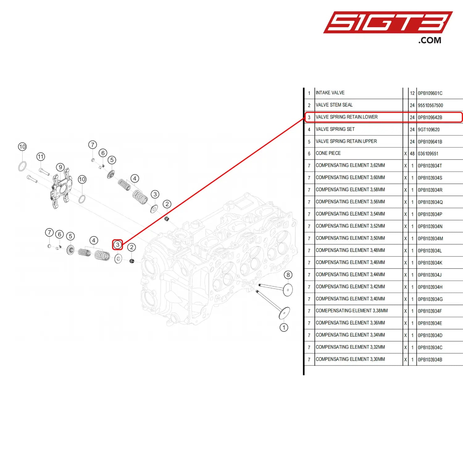 Valve Spring Retain.lower - 0Pb109642B [Porsche 718 Cayman Gt4 Rs Clubsport] Valves