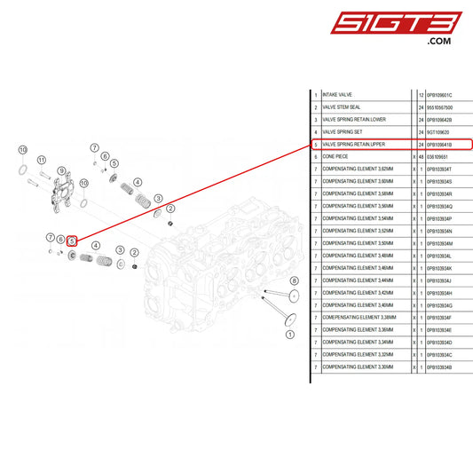 Valve Spring Retain.upper - 0Pb109641B [Porsche 718 Cayman Gt4 Rs Clubsport] Valves