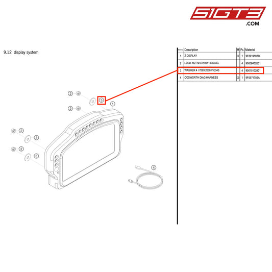 WASHER 4 I 7093 200HV C343 - 90015102801 [PORSCHE 718 Cayman GT4 RS Clubsport]