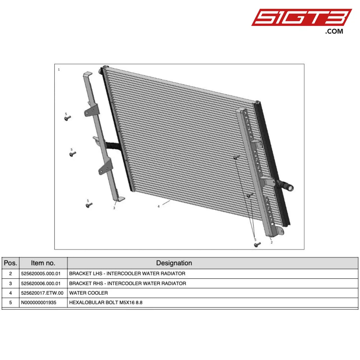 Water Cooler - 525620017.Etw.00 [Mercedes-Amg Gt4] Water Radiator Charge Air