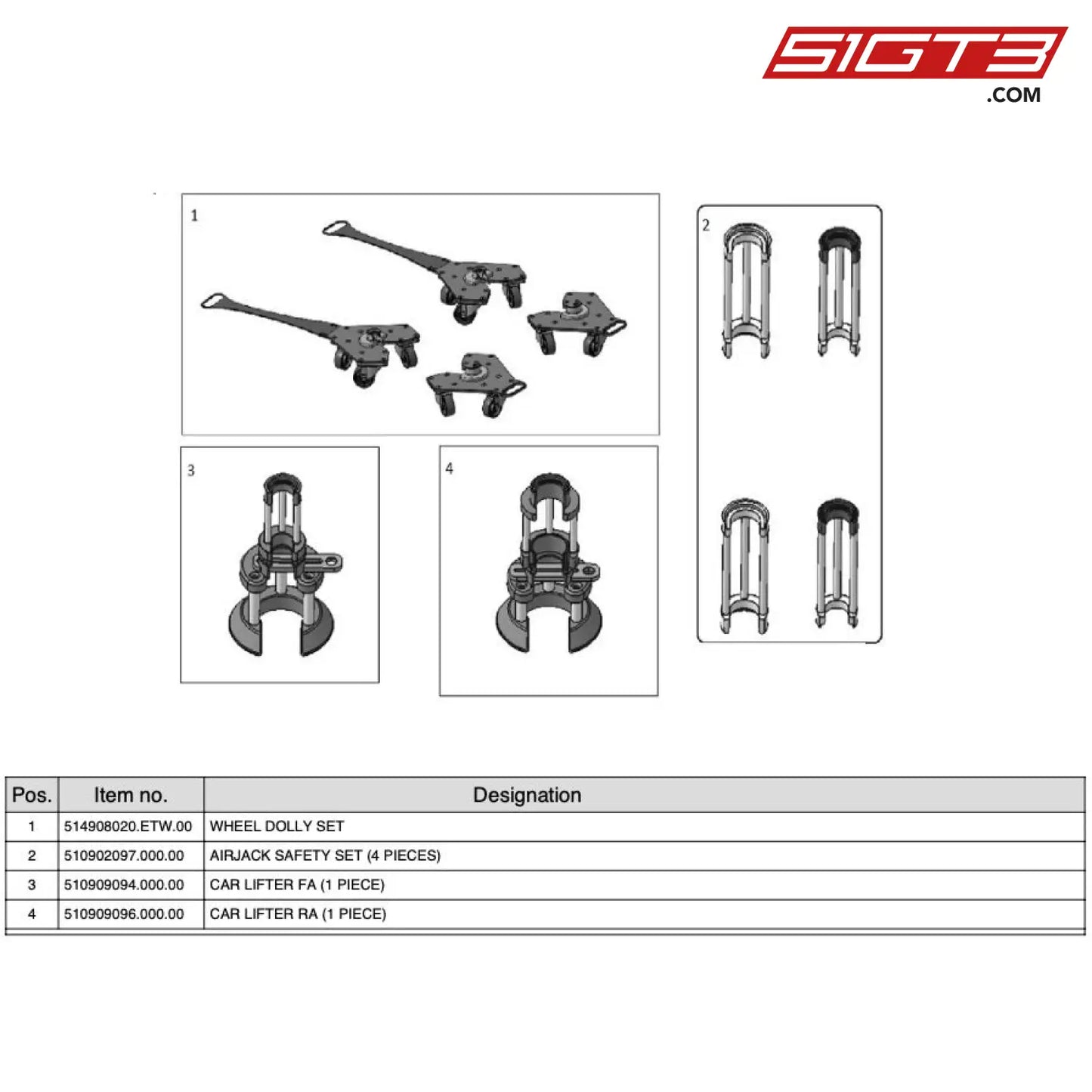 Wheel Dolly Set - 514908020.Etw.00 [Mercedes-Amg Gt4] Air Jack + Transport Equipment