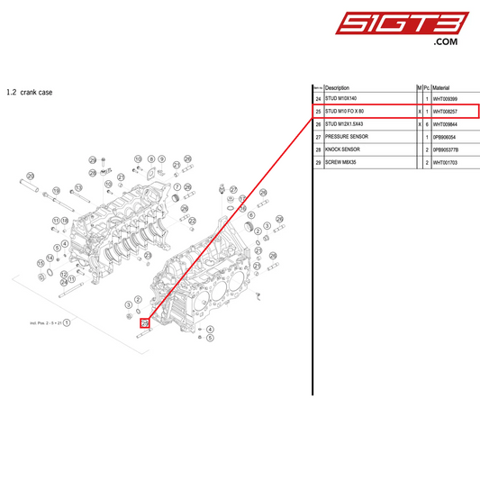 STUD M10 FO X 80 - WHT008257 [PORSCHE 992.1 GT3 Cup]