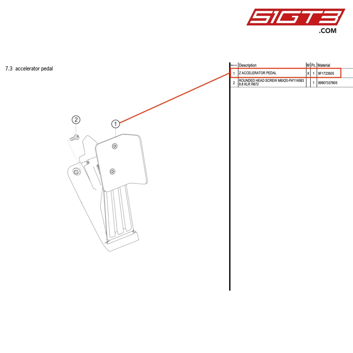 Z Accelerator Pedal - 9F1723505 [Porsche 718 Cayman Gt4 Rs Clubsport] Accelerator Pedal