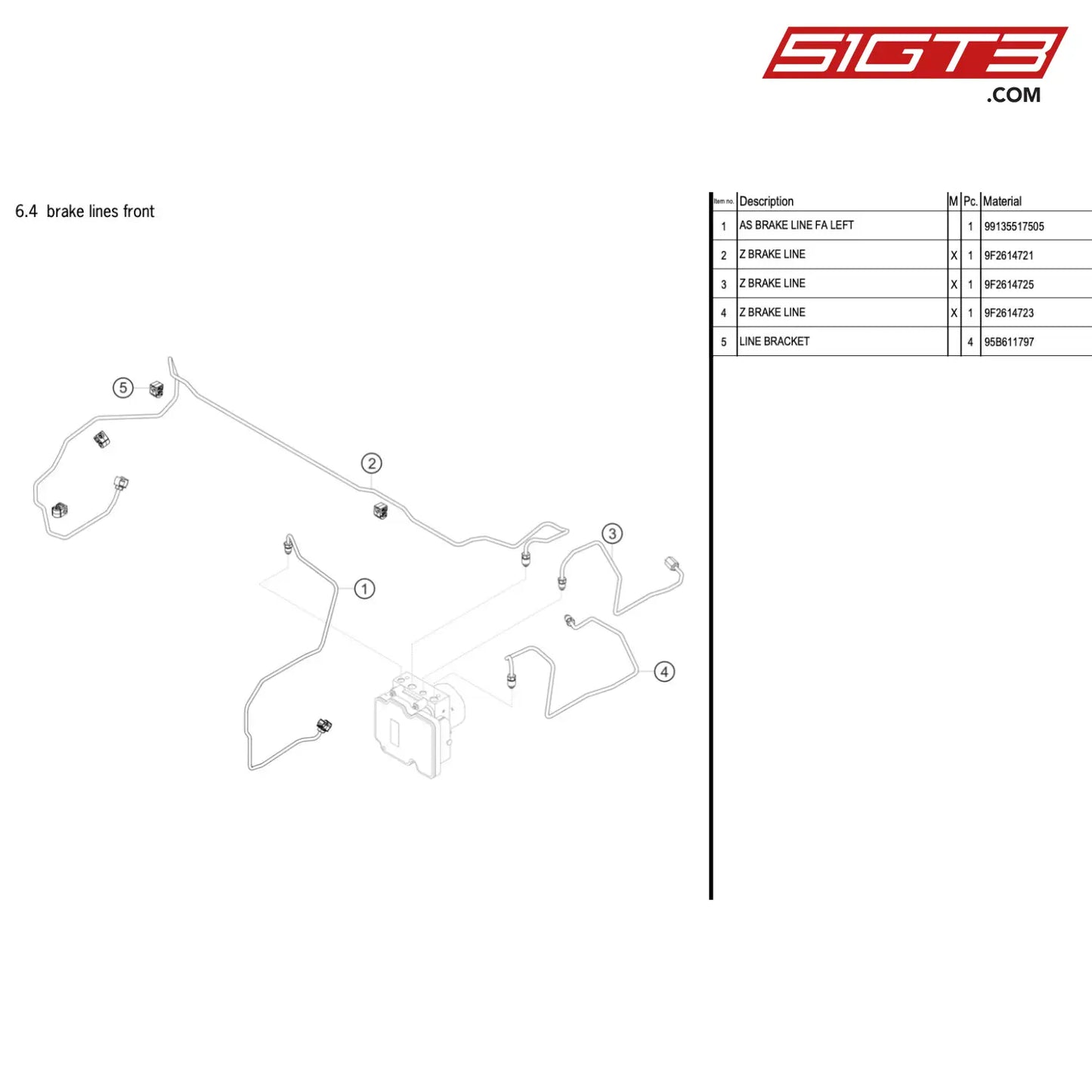Z Brake Line - 9F2614725 [Porsche 718 Cayman Gt4 Rs Clubsport] Brake Lines Front