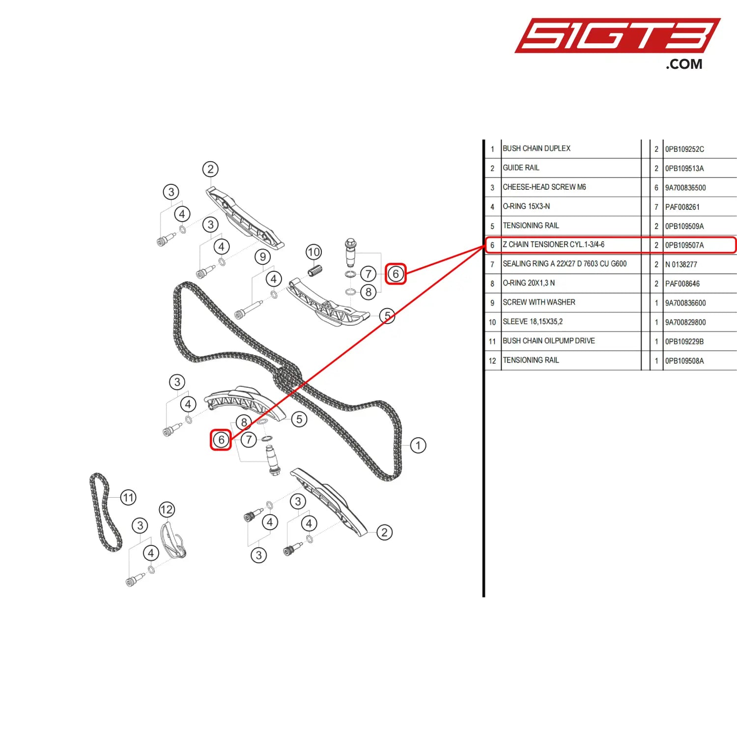 Z Chain Tensioner Cyl.1-3/4-6 - 0Pb109507A [Porsche 718 Cayman Gt4 Rs Clubsport] Timing Chain