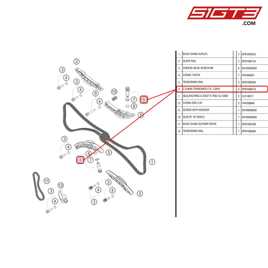 Z Chain Tensioner Cyl.1-3/4-6 - 0Pb109507A [Porsche 718 Cayman Gt4 Rs Clubsport] Timing Chain