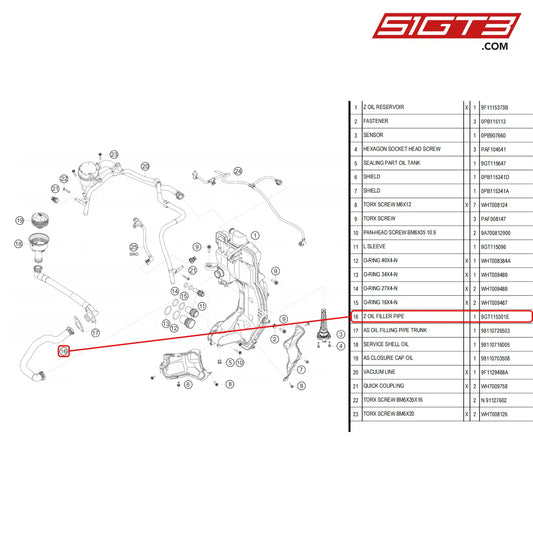 Z Oil Filler Pipe - 9Gt115301E [Porsche 718 Cayman Gt4 Rs Clubsport] Oil Tank