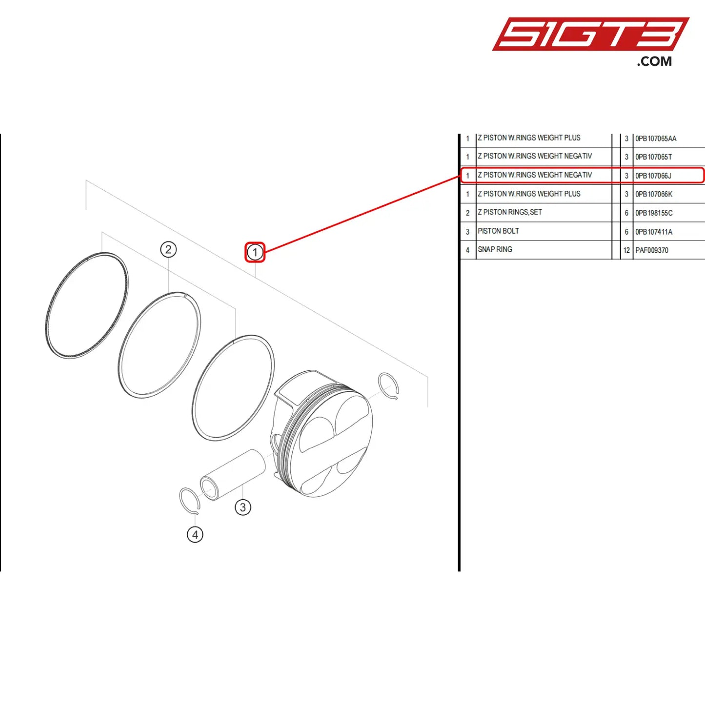 Z Piston W.rings Weight Negativ - 0Pb107066J [Porsche 718 Cayman Gt4 Rs Clubsport] Piston