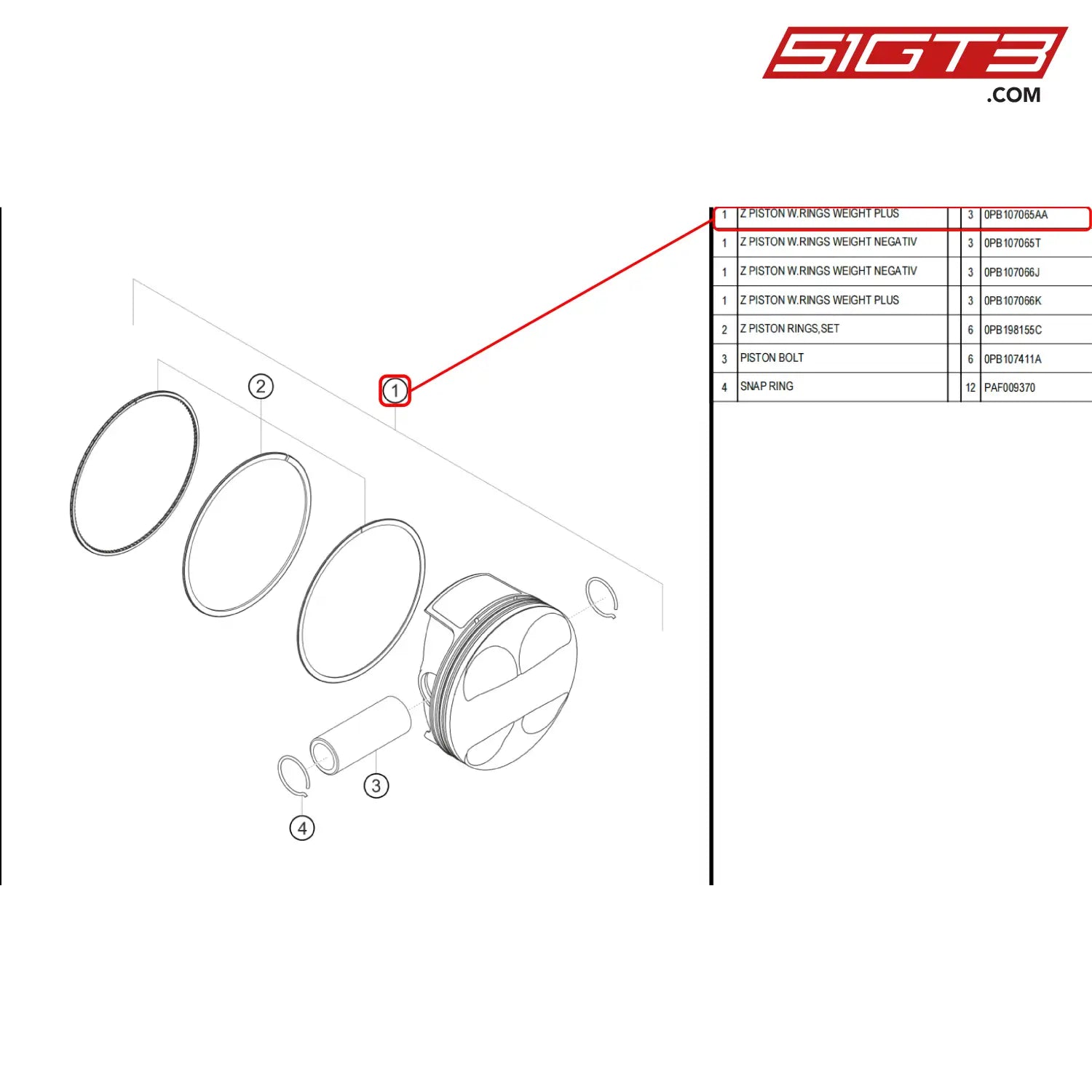 Z Piston W.rings Weight Plus - 0Pb107065Aa [Porsche 718 Cayman Gt4 Rs Clubsport] Piston