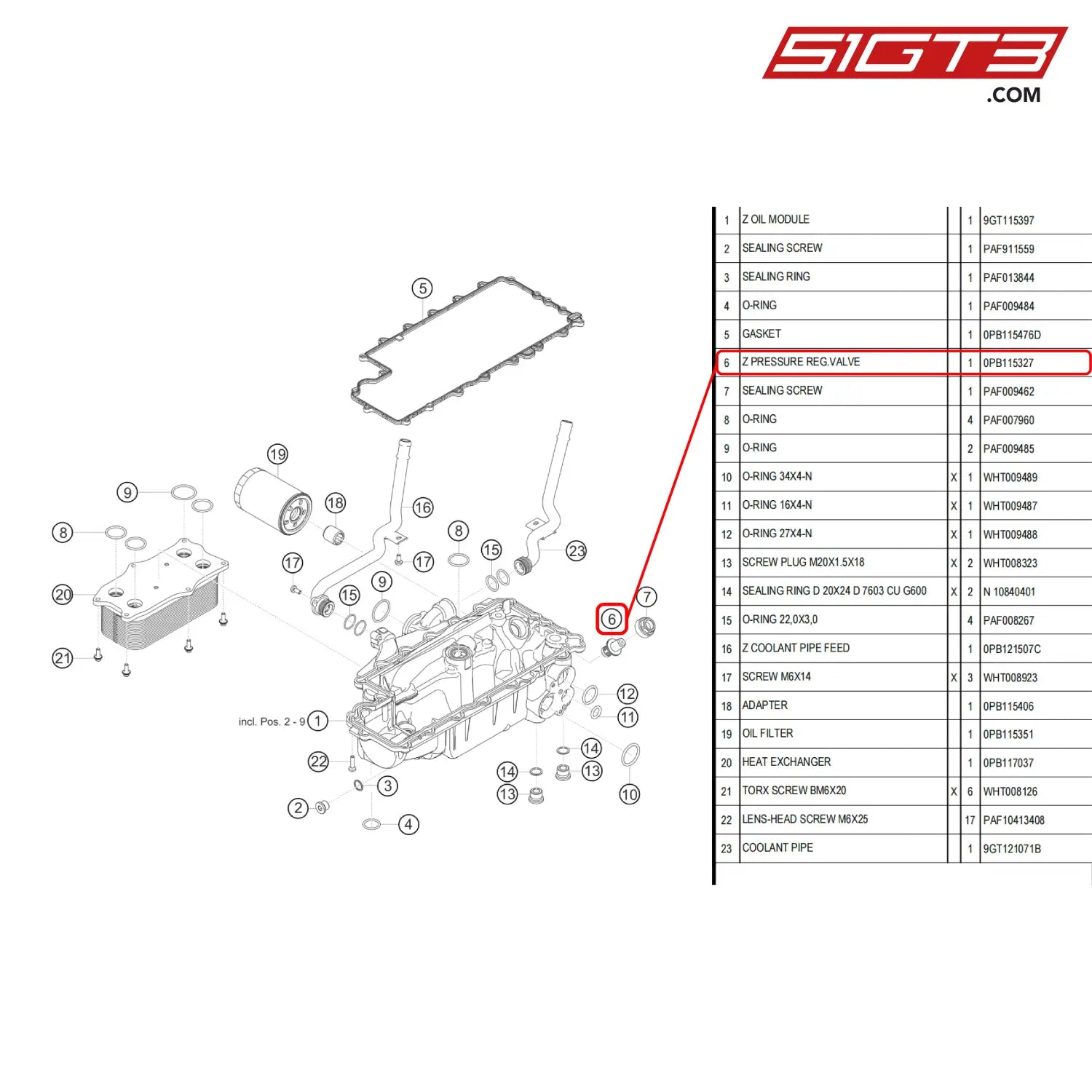 Z Pressure Reg.valve - 0Pb115327 [Porsche 718 Cayman Gt4 Rs Clubsport] Oil Pump Housing