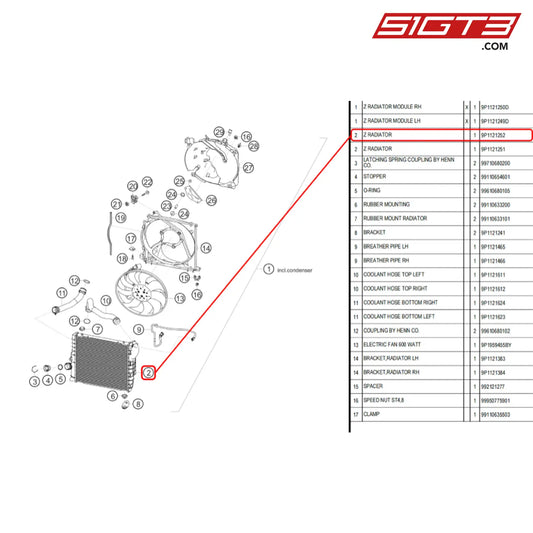 Z Radiator - 9P1121252 [Porsche 718 Cayman Gt4 Rs Clubsport] Water Cooler Lateral
