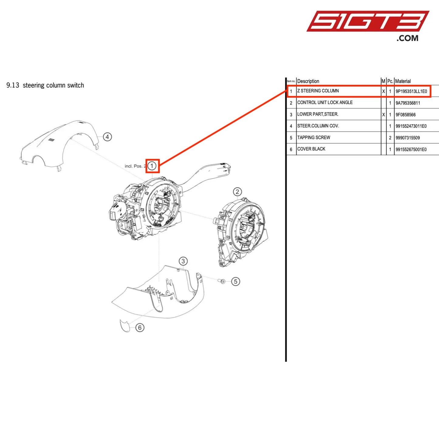 Z STEERING COLUMN - 9P1953513LL1E0 [PORSCHE 718 Cayman GT4 RS Clubsport]