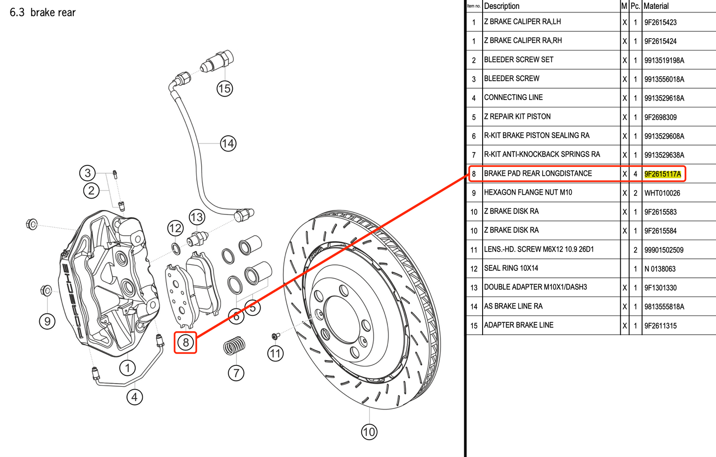 BRAKE PAD REAR LONGDISTANCE - 9F2615117A [PORSCHE 718 Cayman GT4 RS Clubsport]